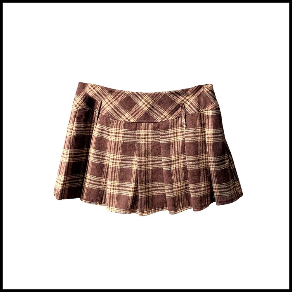 Plaid Pleated Mini Skirt with Built-in Shorts, Y2K Uniform Style